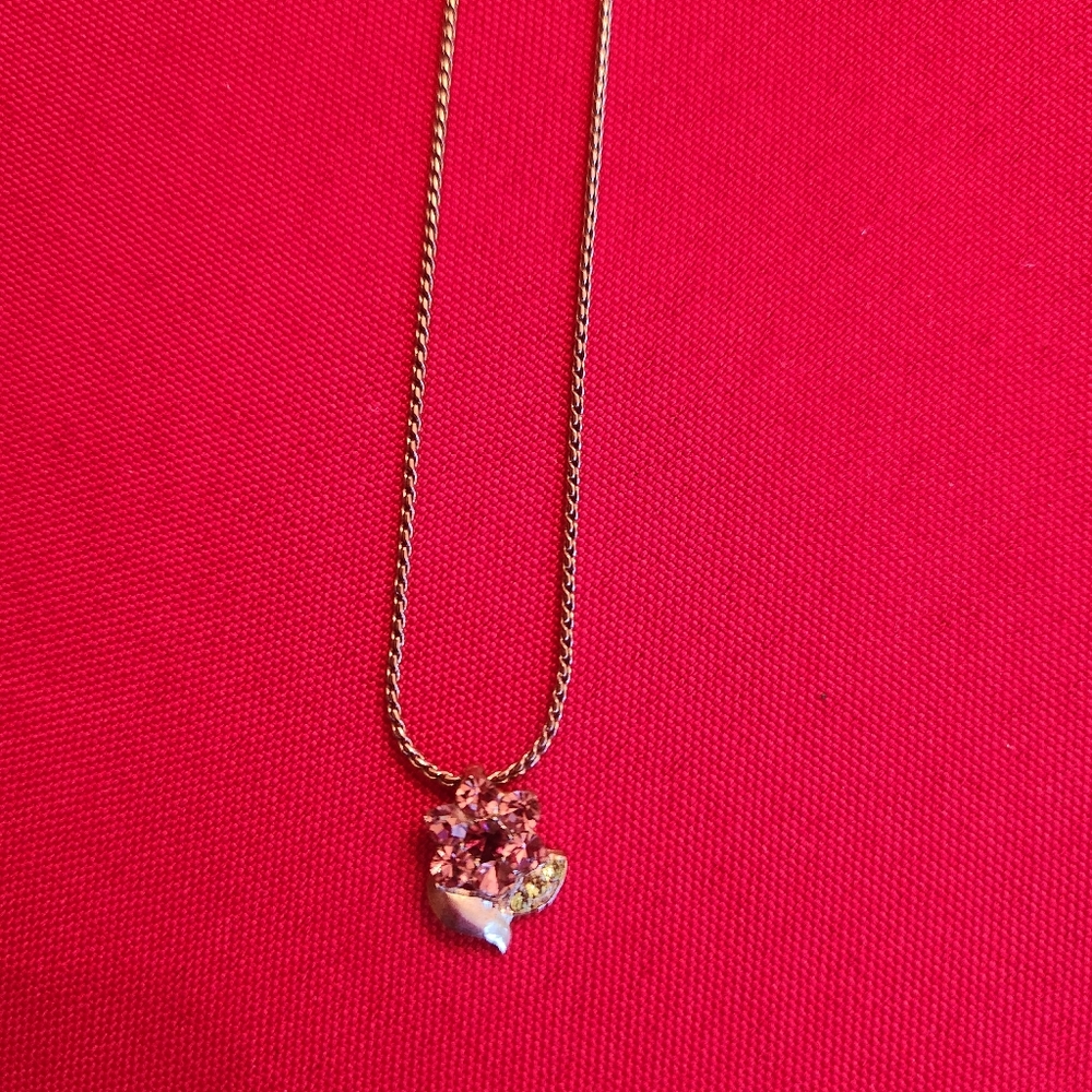 Pink and Silver Flower Necklace